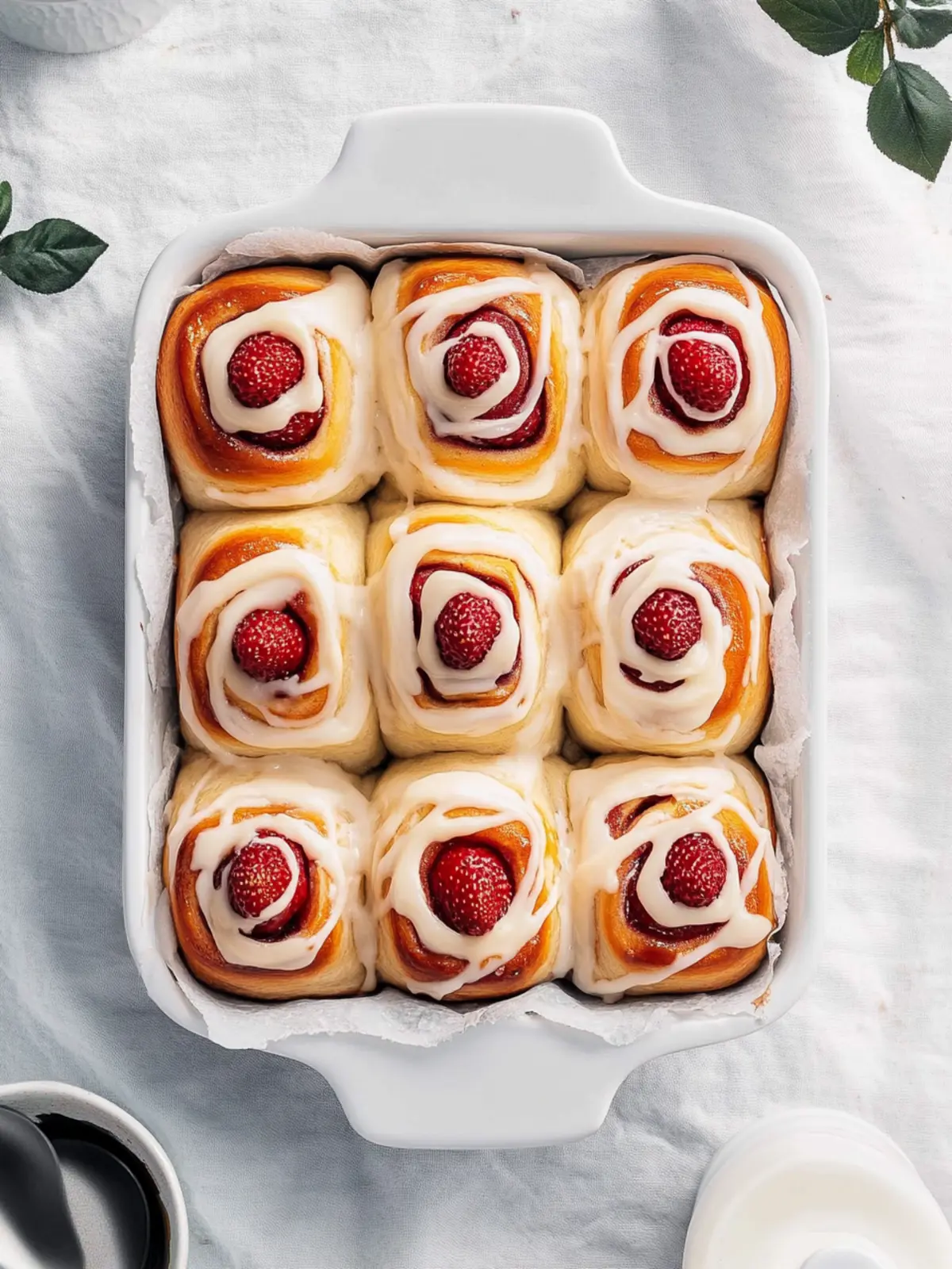 Strawberry Buns with Cream Cheese Icing