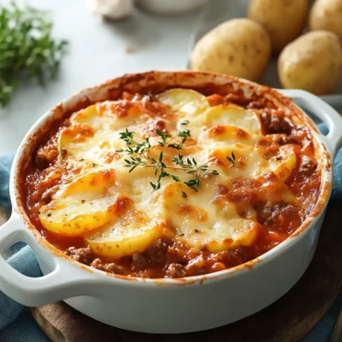 Best Hamburger and Potato Casserole with Tomato Soup