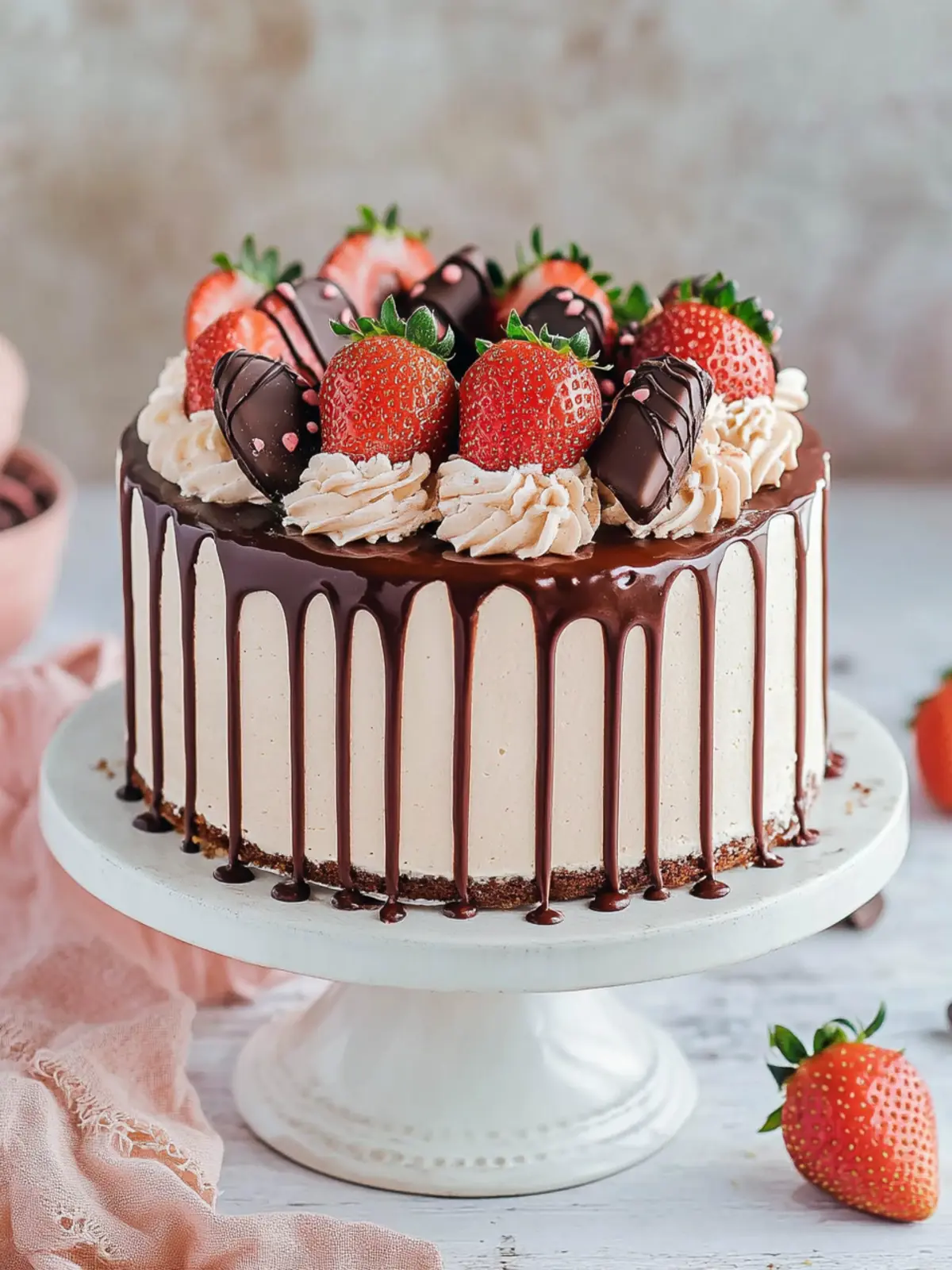 Chocolate Covered Strawberry Drip Cake