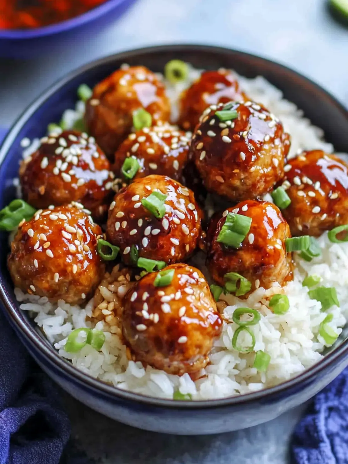 Teriyaki Chicken Meatballs and Rice Bowls