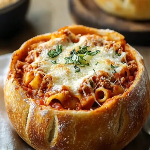 Comforting Lasagna Soup in a Bread Bowl