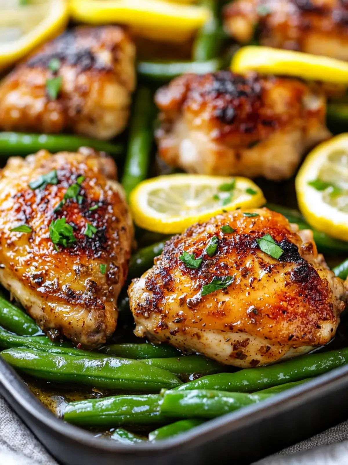 Lemon Garlic Butter Chicken Thighs Recipe with Green Beans