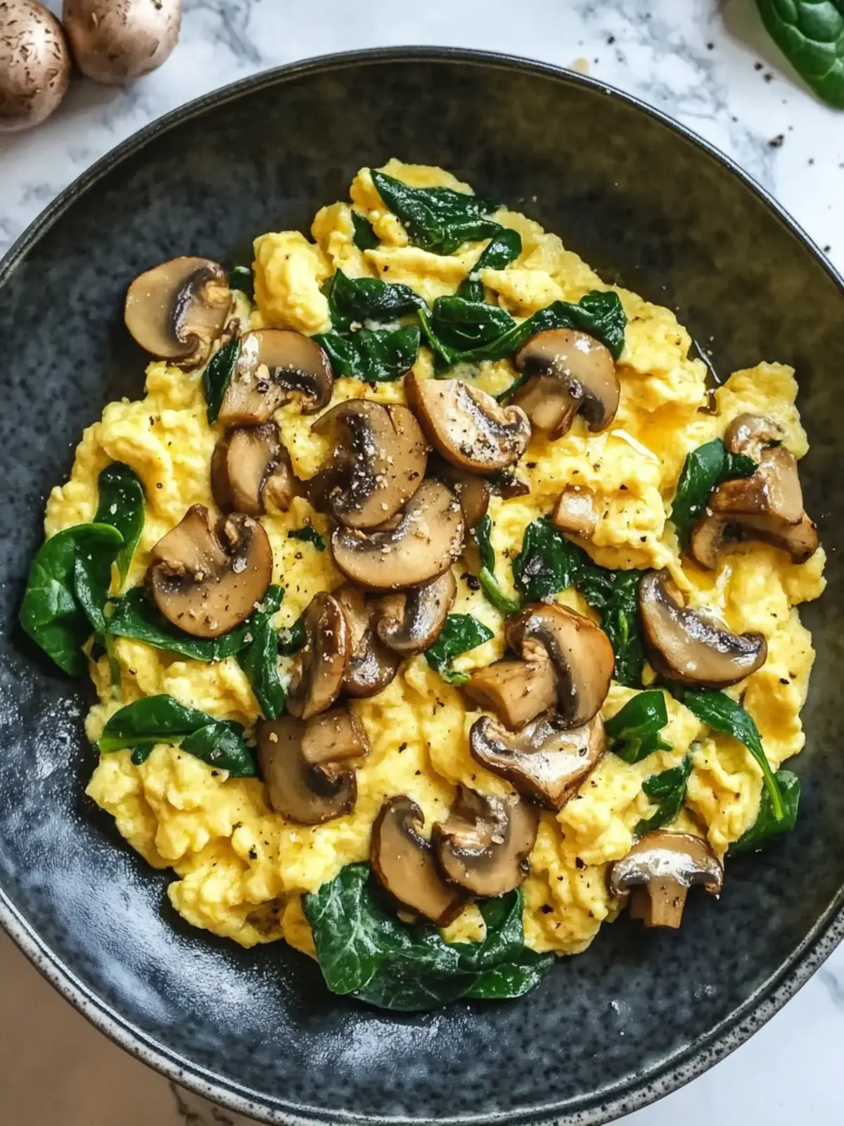 Mushroom Spinach Scrambled Eggs