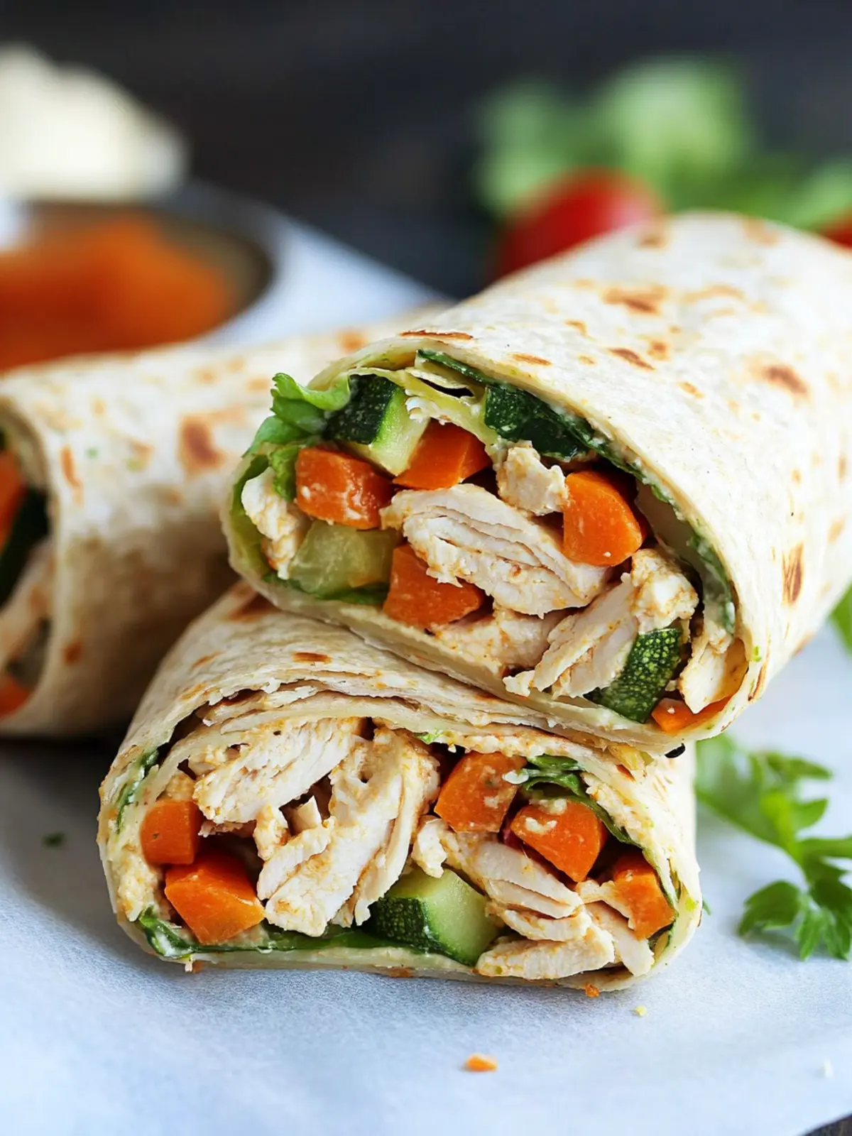 Quick and Healthy Chicken & Hummus Veggie Wraps