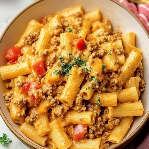 Creamy Rotel Pasta with Ground Beef