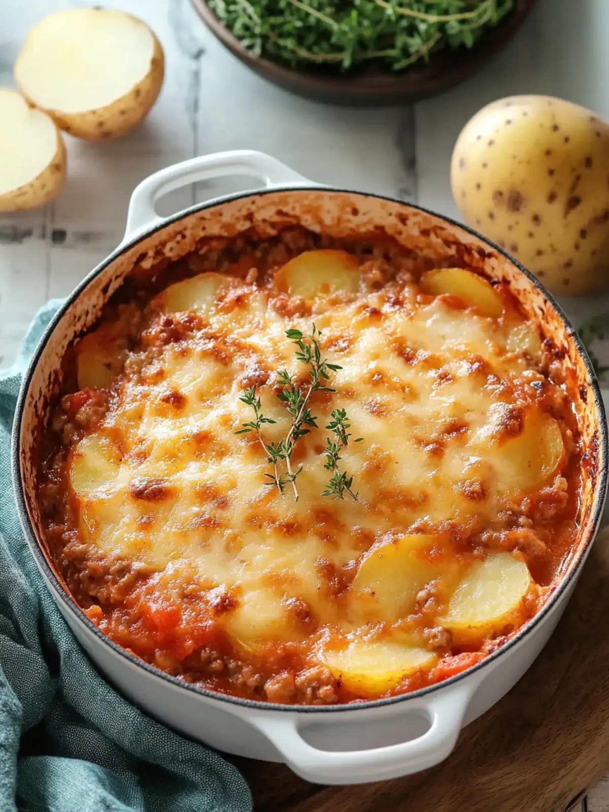 Best Hamburger and Potato Casserole with Tomato Soup