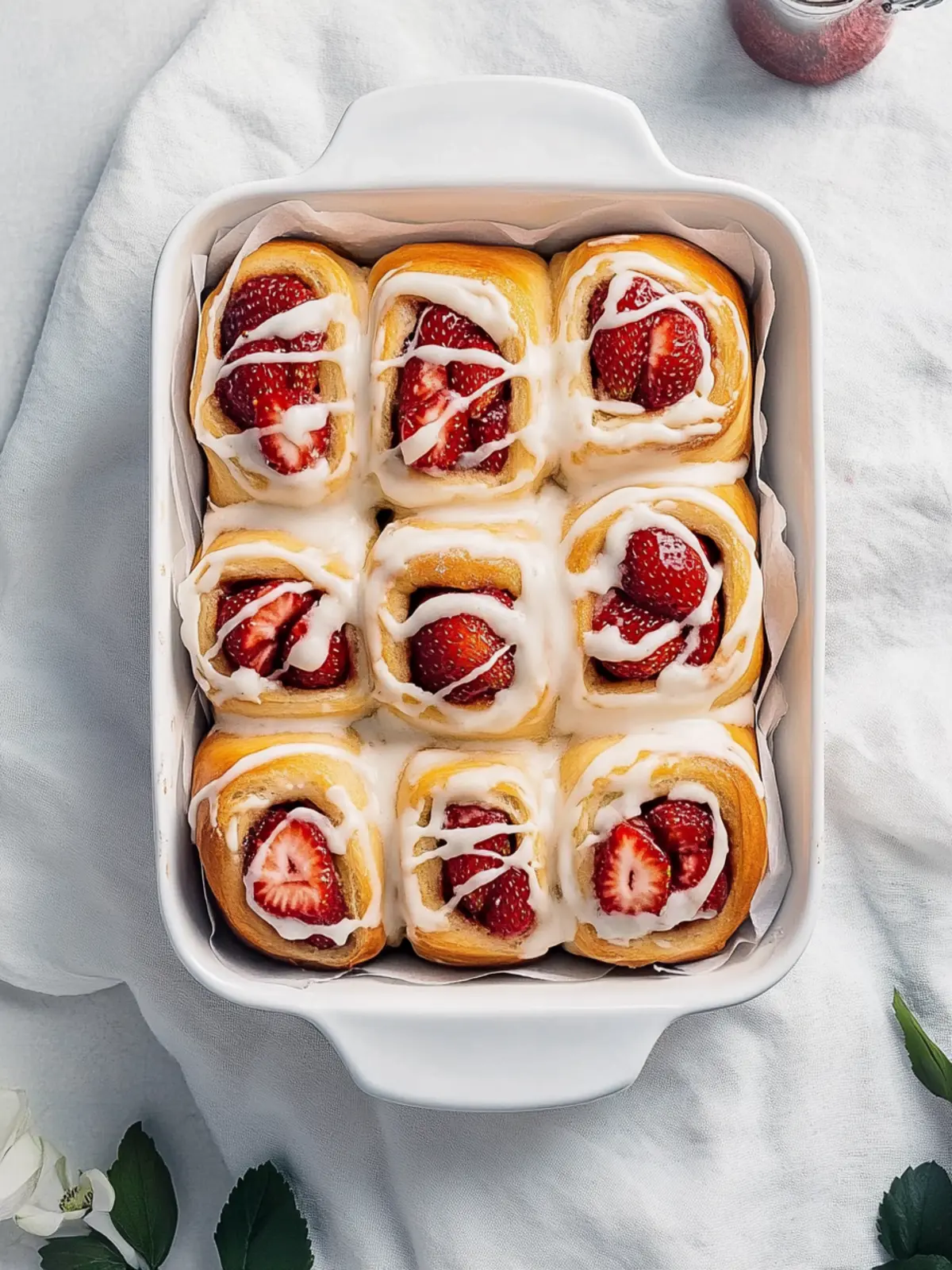 Strawberry Buns with Cream Cheese Icing