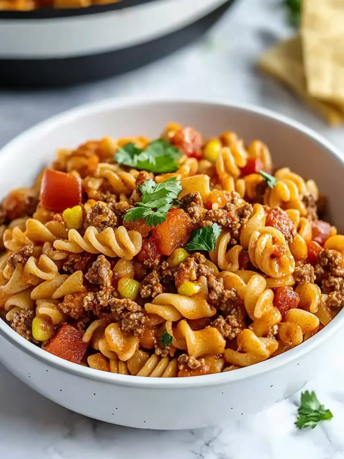 Hearty Crockpot Taco Pasta