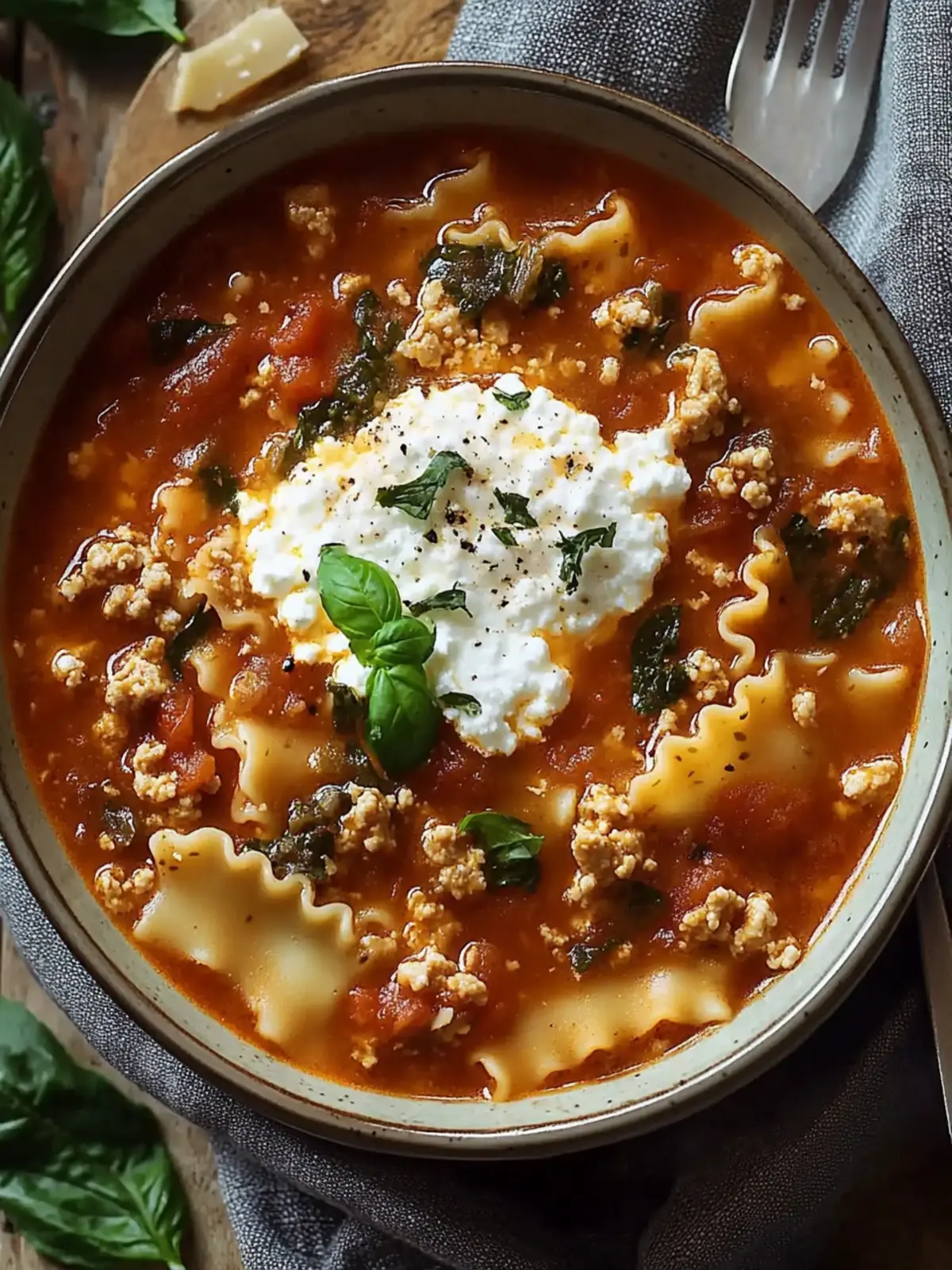 Comforting Lasagna Soup with Cottage Cheese