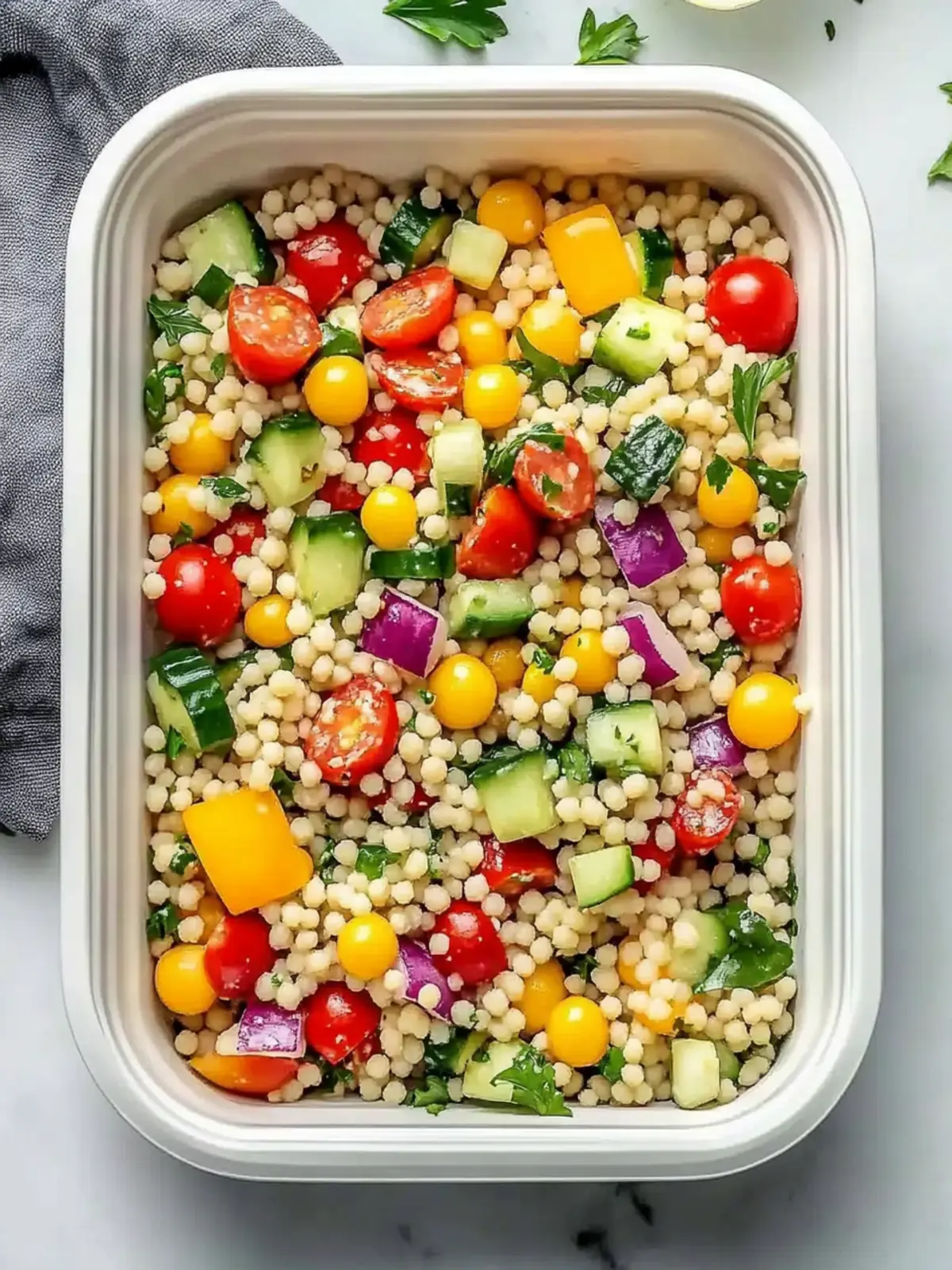 Vegetarian Mediterranean Couscous Salad Meal Prep