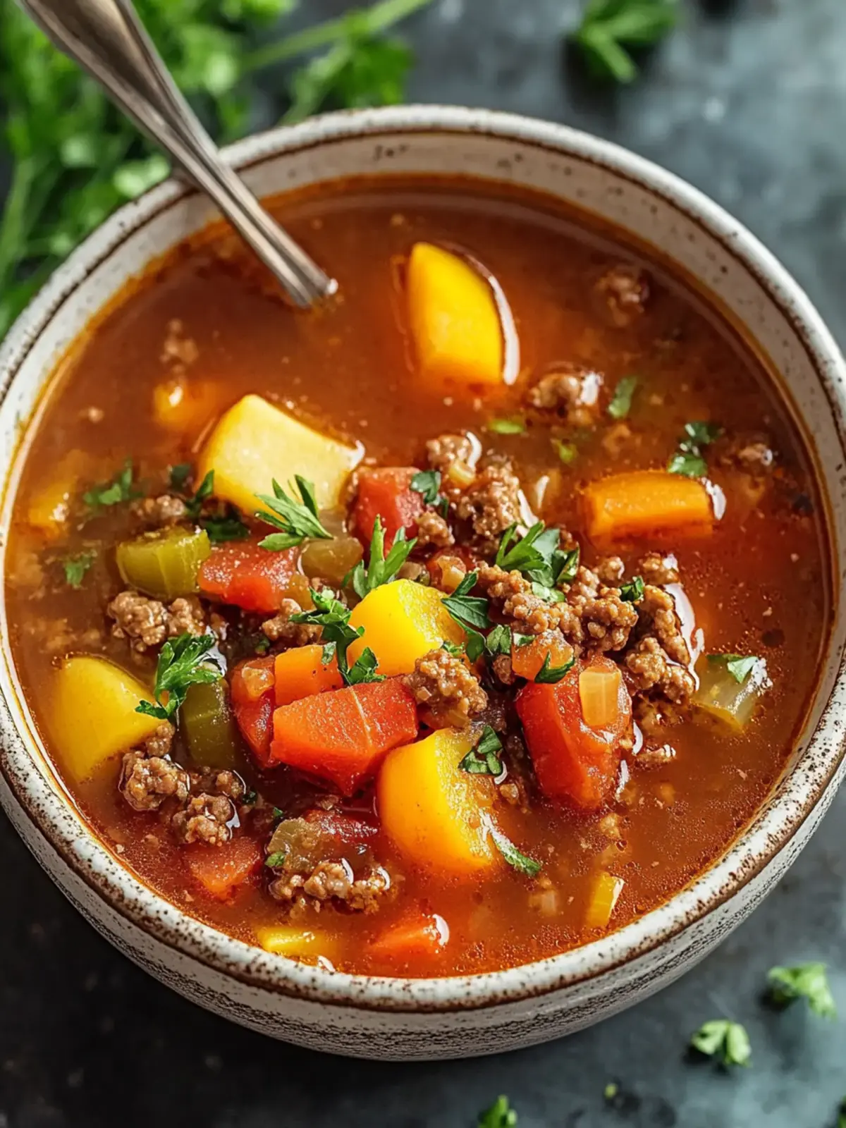 Classic Crockpot Ground Beef Soup