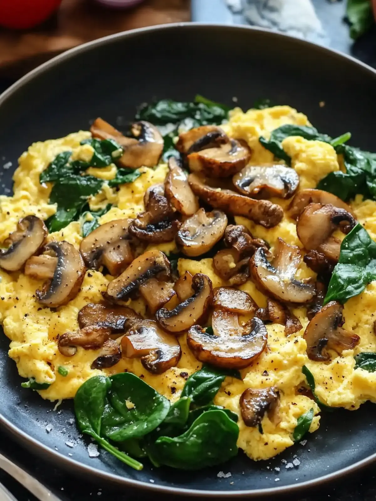 Mushroom Spinach Scrambled Eggs