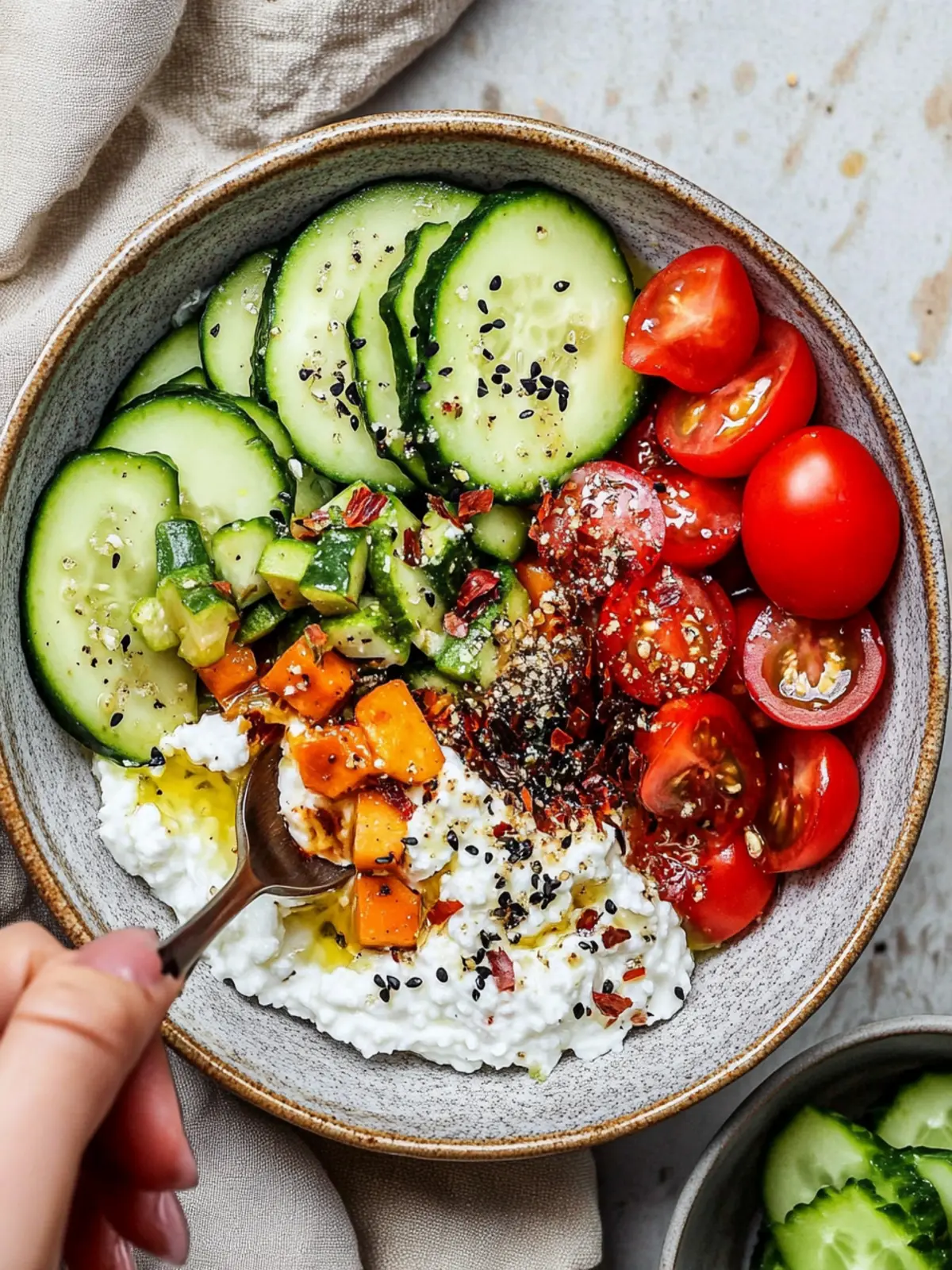 Veggie Savory Cottage Cheese Bowl