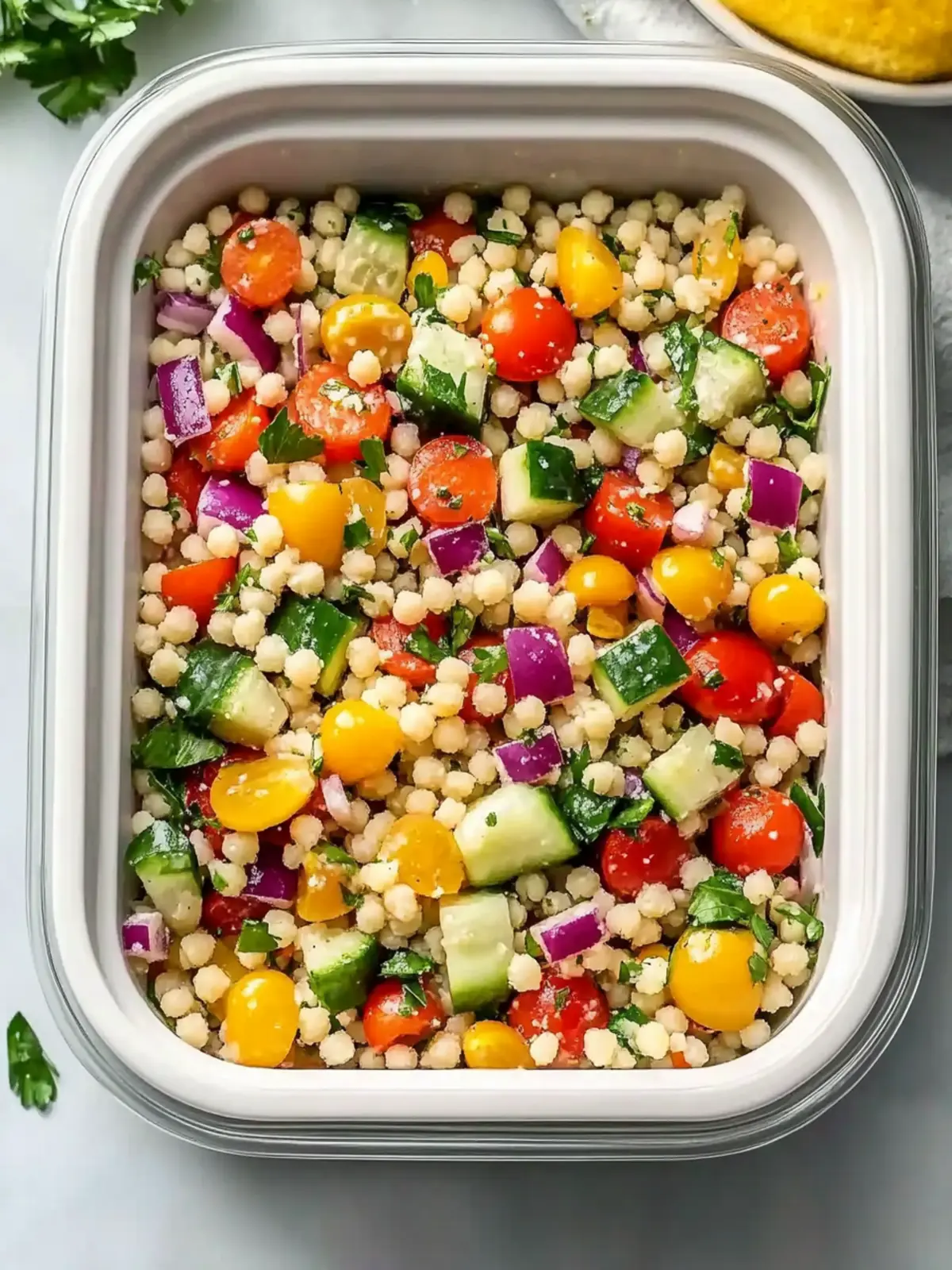Vegetarian Mediterranean Couscous Salad Meal Prep