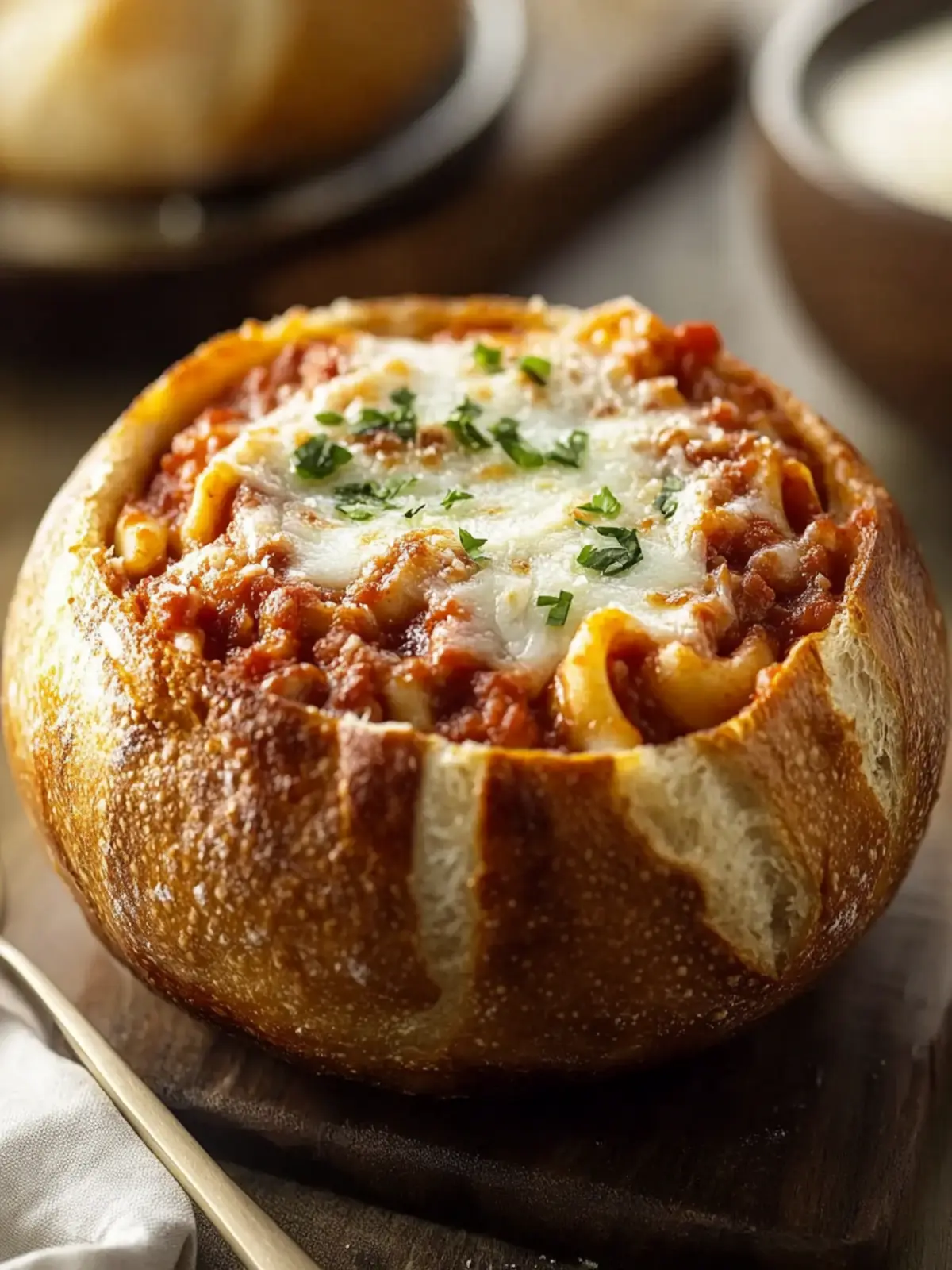 Comforting Lasagna Soup in a Bread Bowl
