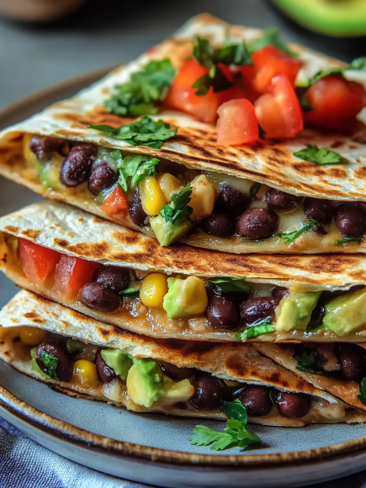 Vegan Quesadillas with Black Beans and Avocado