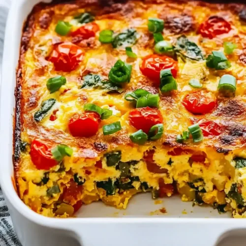 Vegetarian Veggie Egg Casserole with Hash Browns