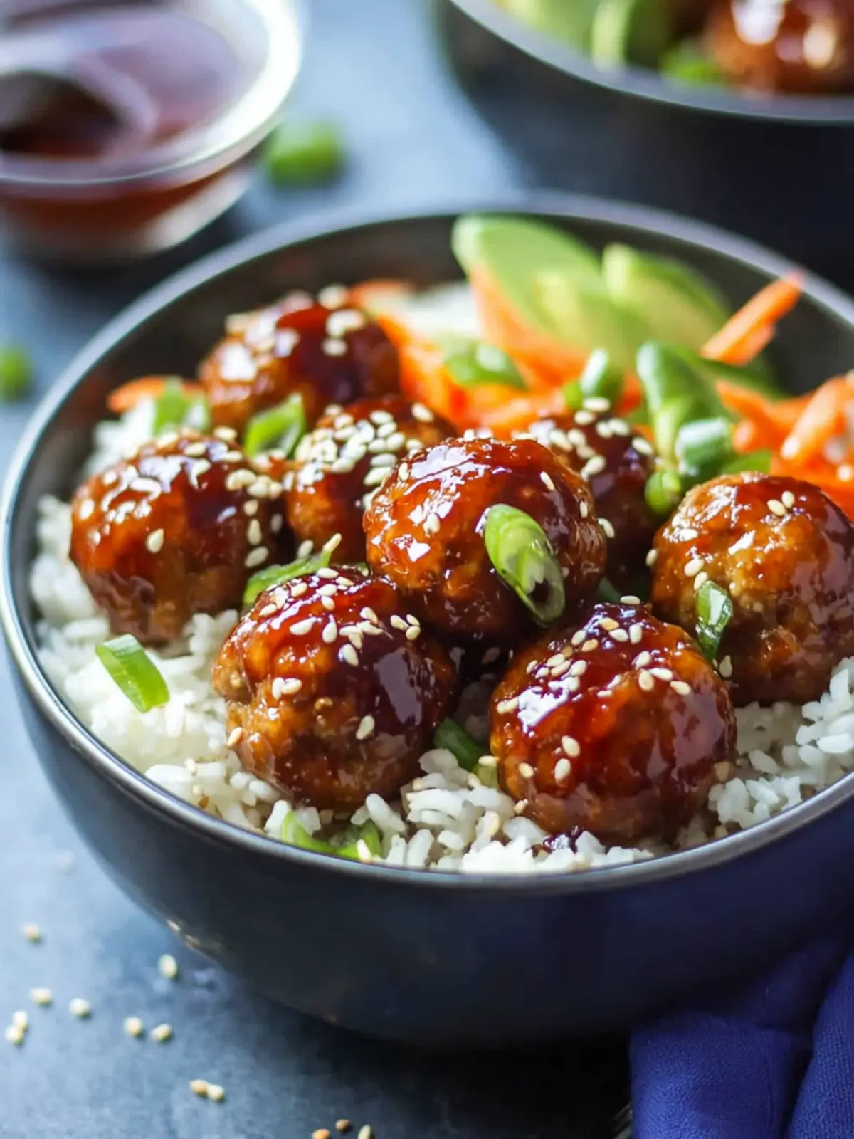 Teriyaki Chicken Meatballs and Rice Bowls