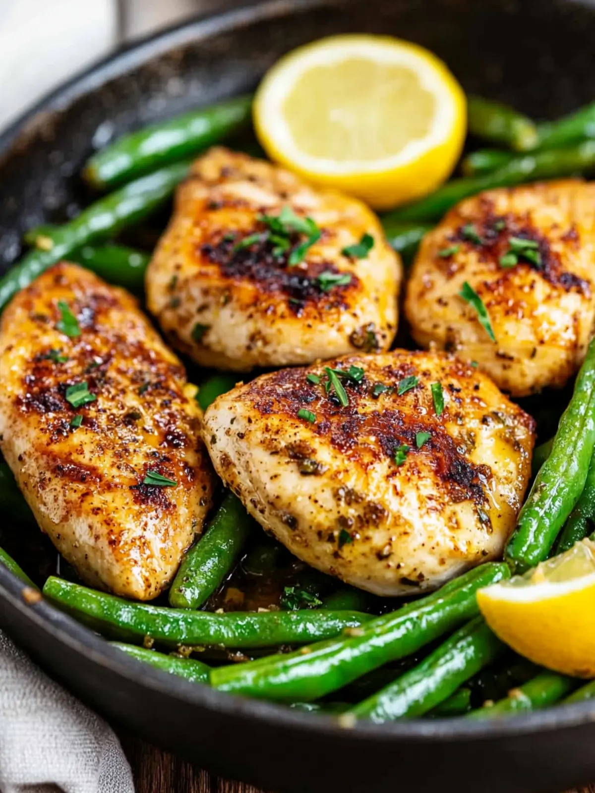 Lemon Garlic Chicken Skillet with Green Beans