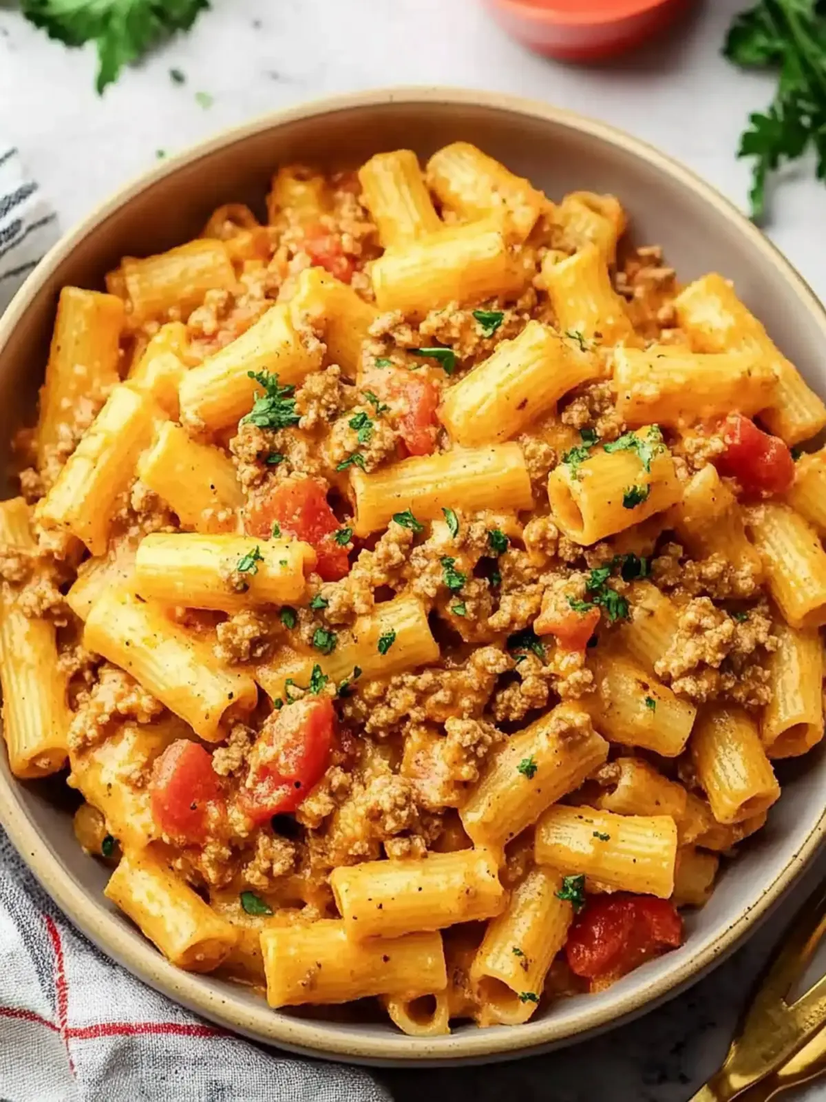 Creamy Rotel Pasta with Ground Beef