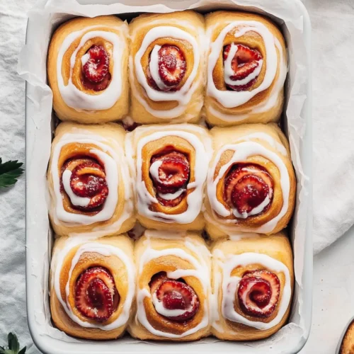 Strawberry Buns with Cream Cheese Icing