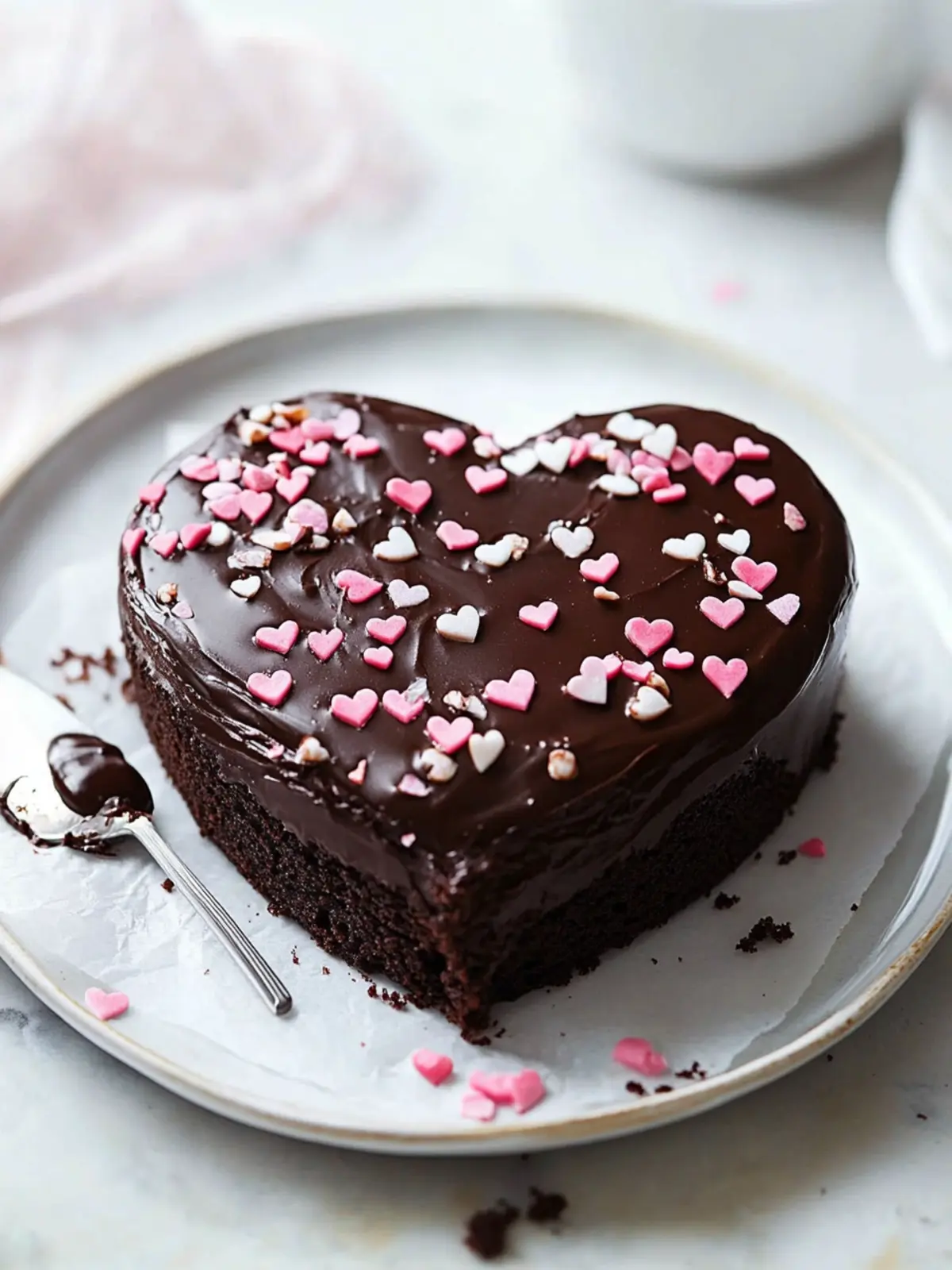 Heart-Shaped Chocolate Ganache Cake