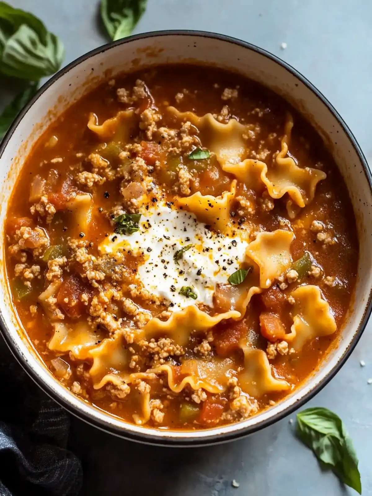 Simple Lasagna Soup No Ricotta