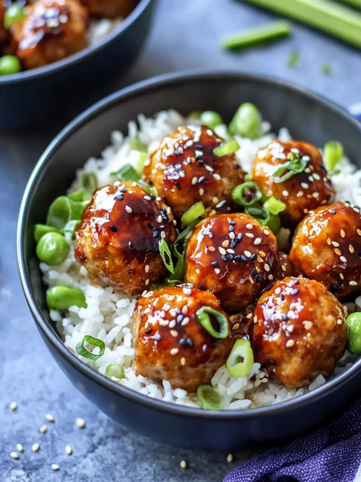 Teriyaki Chicken Meatballs and Rice Bowls