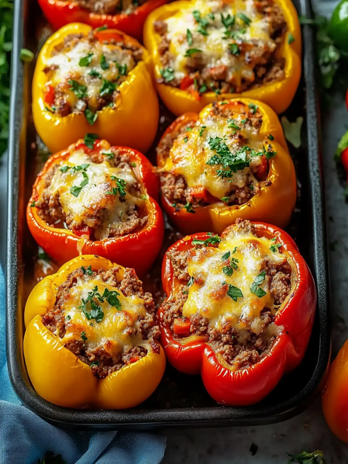 Italian Stuffed Peppers with Ground Beef