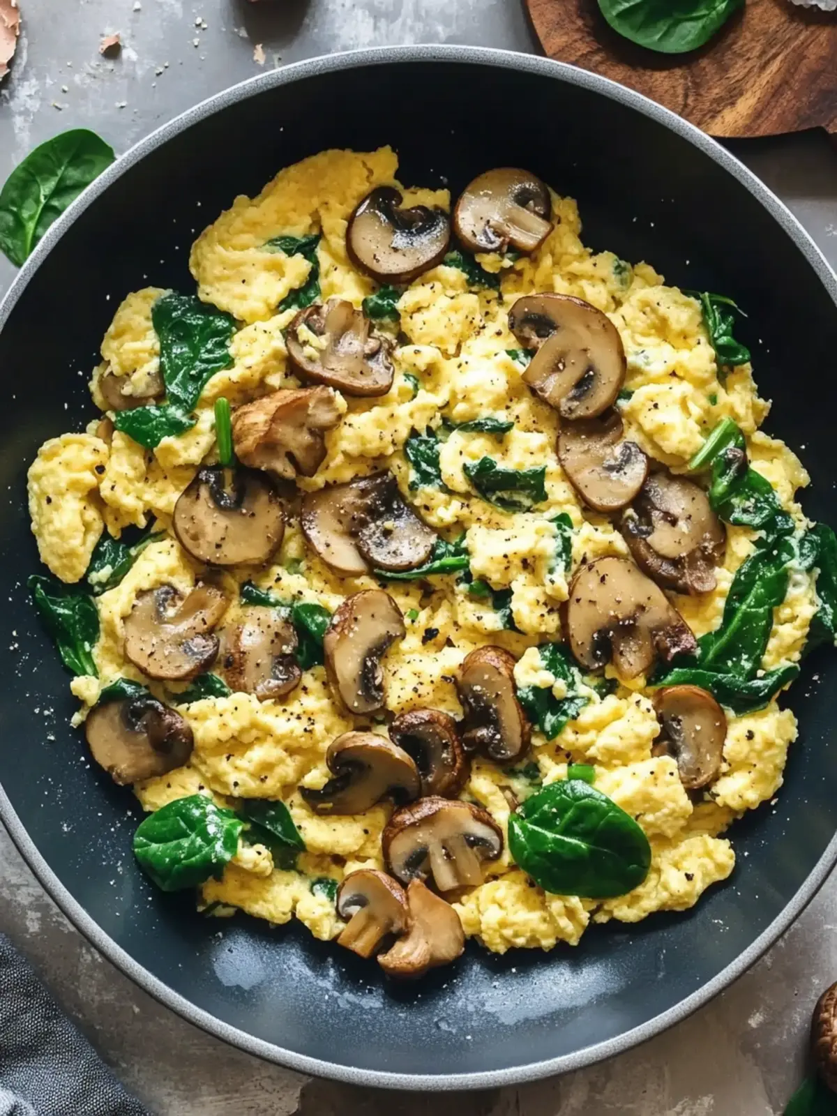 Mushroom Spinach Scrambled Eggs