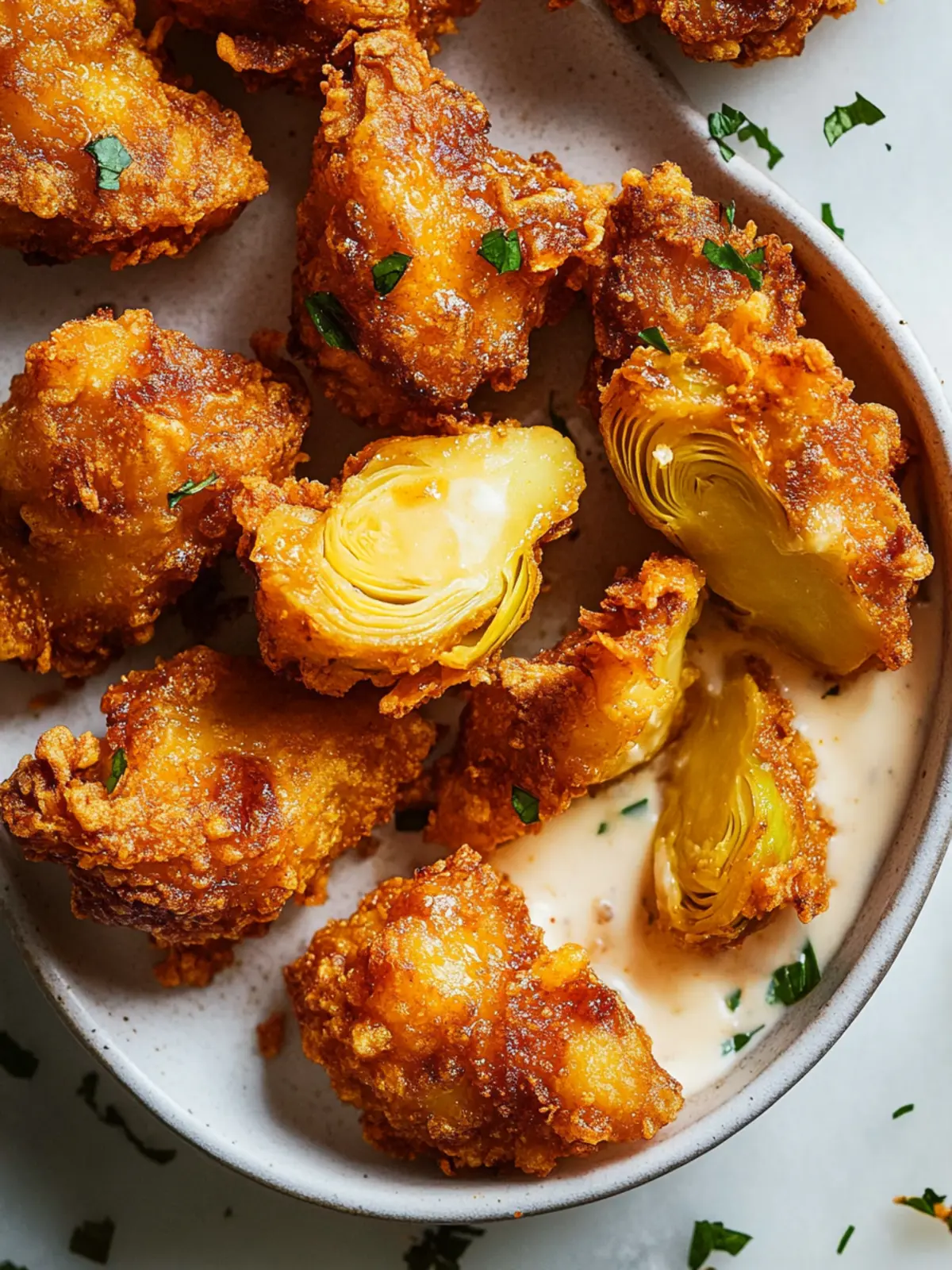 Fried Buffalo Artichoke Hearts