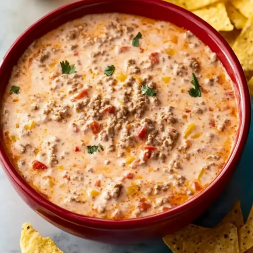 Easy Rotel Dip with Ground Beef and Sour Cream