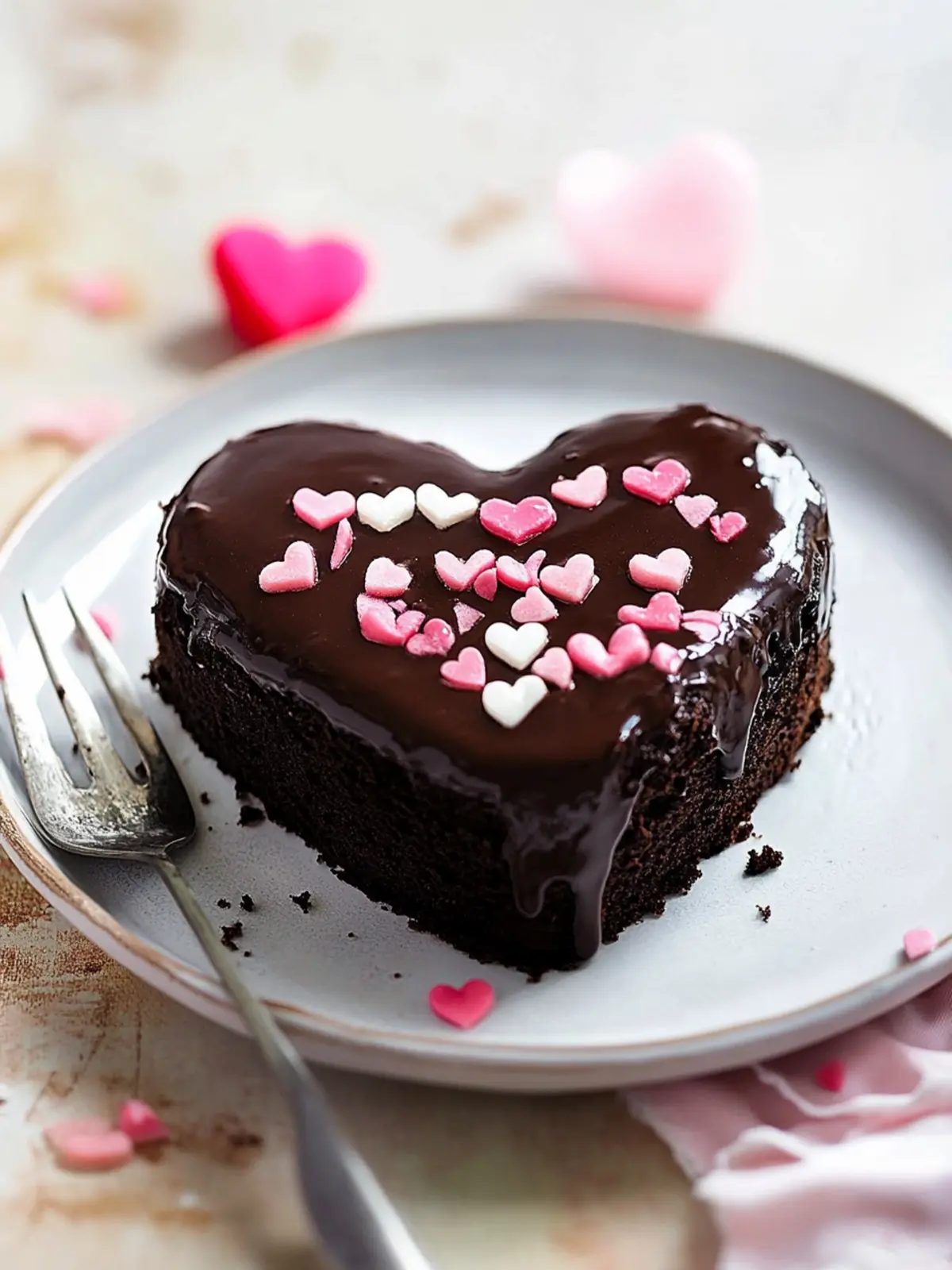 Heart-Shaped Chocolate Ganache Cake