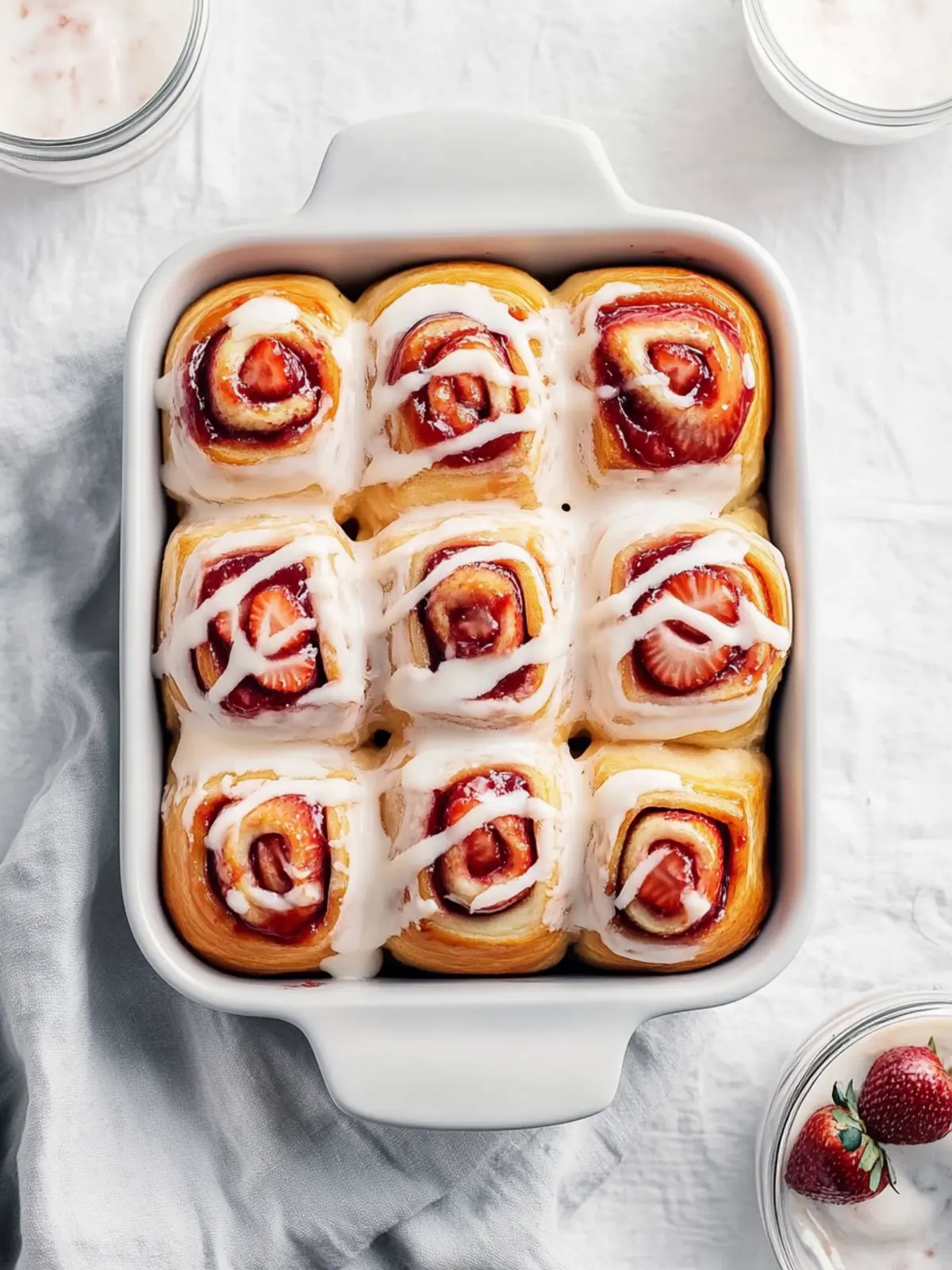 Strawberry Buns with Cream Cheese Icing