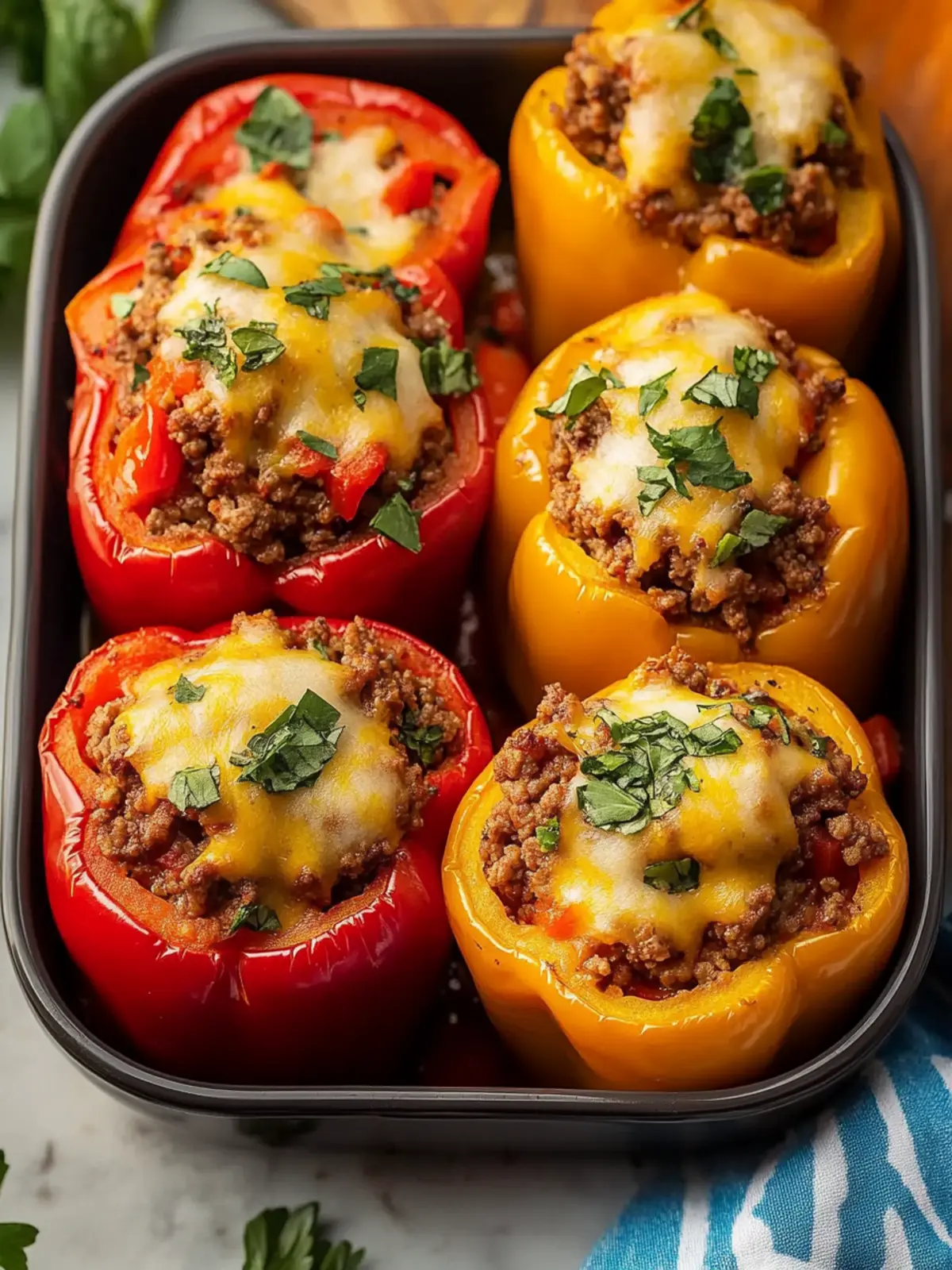 Italian Stuffed Peppers with Ground Beef