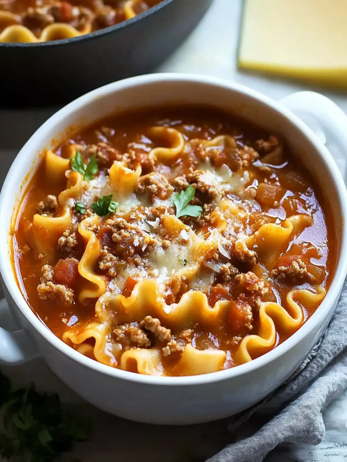 Simple Lasagna Soup No Ricotta