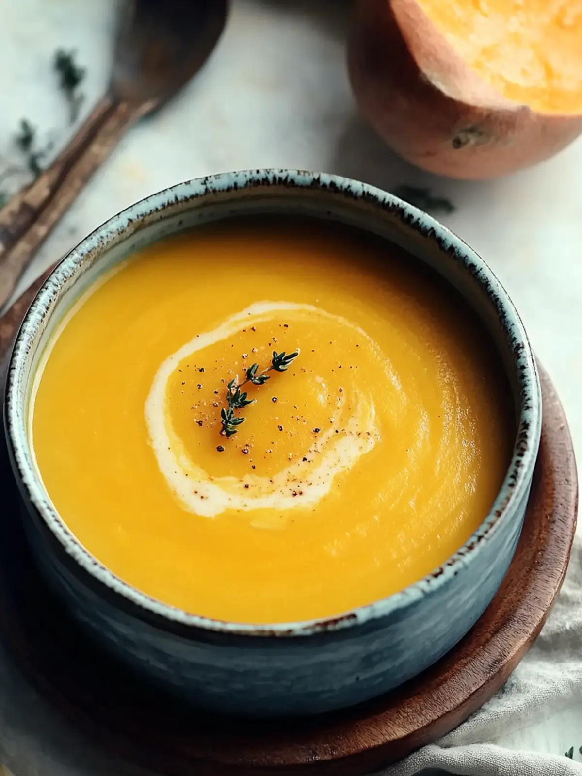 Velvety Butternut Squash Sweet Potato Soup