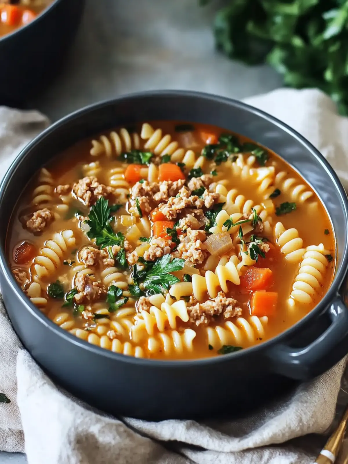 Classic Ground Turkey Pasta Soup