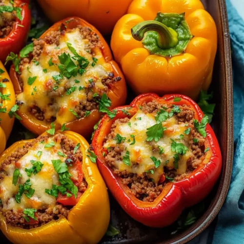 Italian Stuffed Peppers with Ground Beef