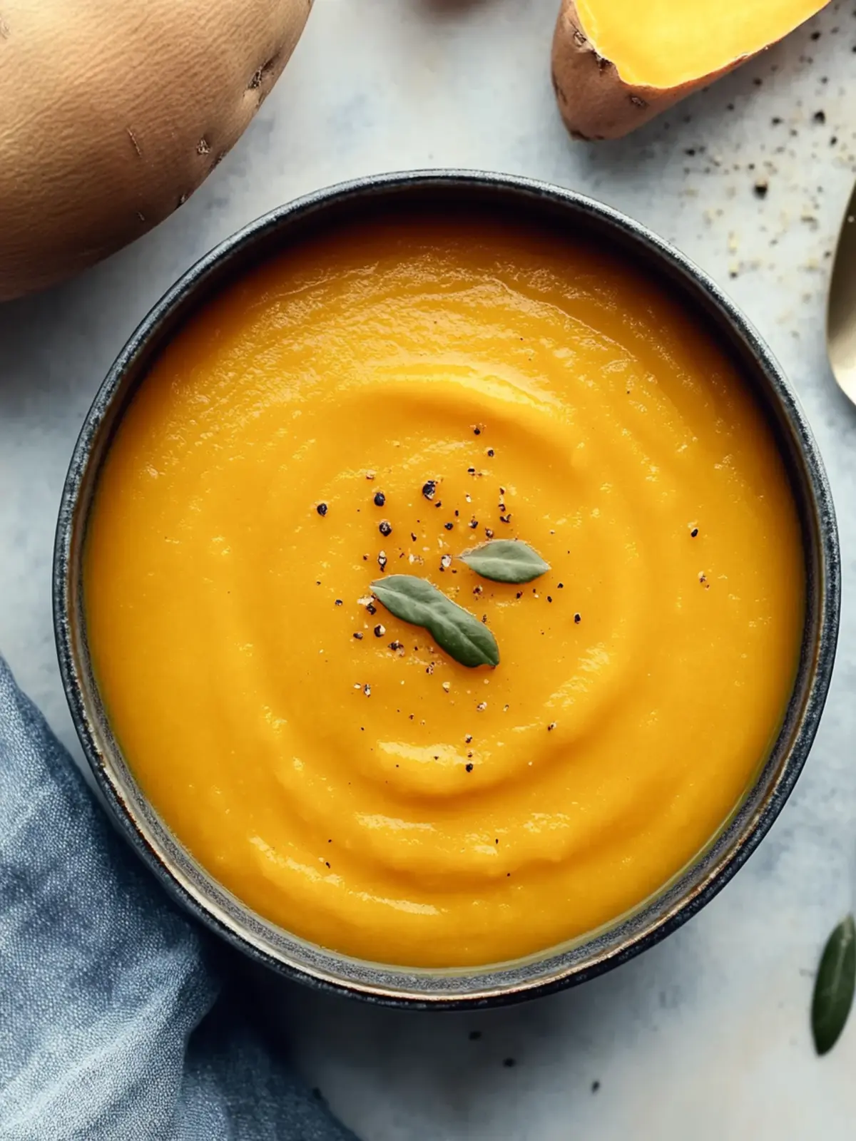 Velvety Butternut Squash Sweet Potato Soup