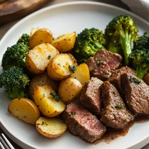 Beef with Herb-Roasted Potatoes & Steamed Broccoli