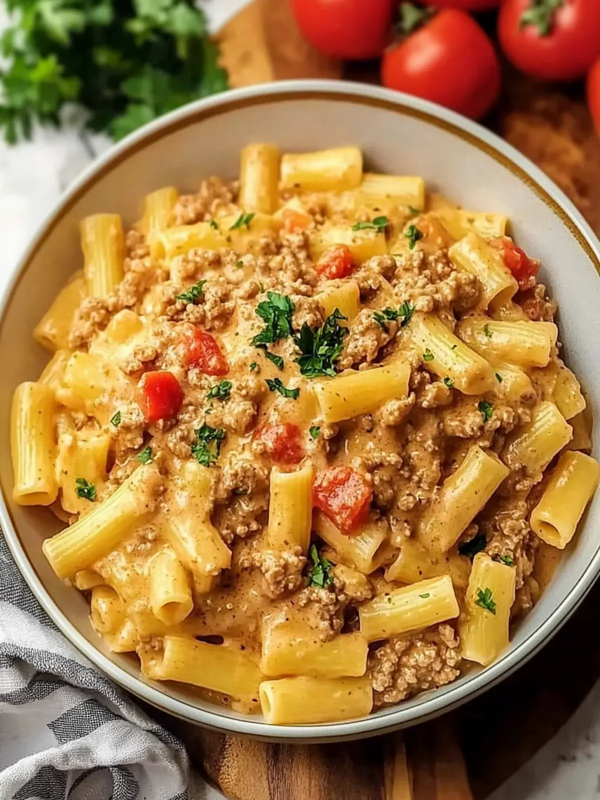 Creamy Rotel Pasta with Ground Beef