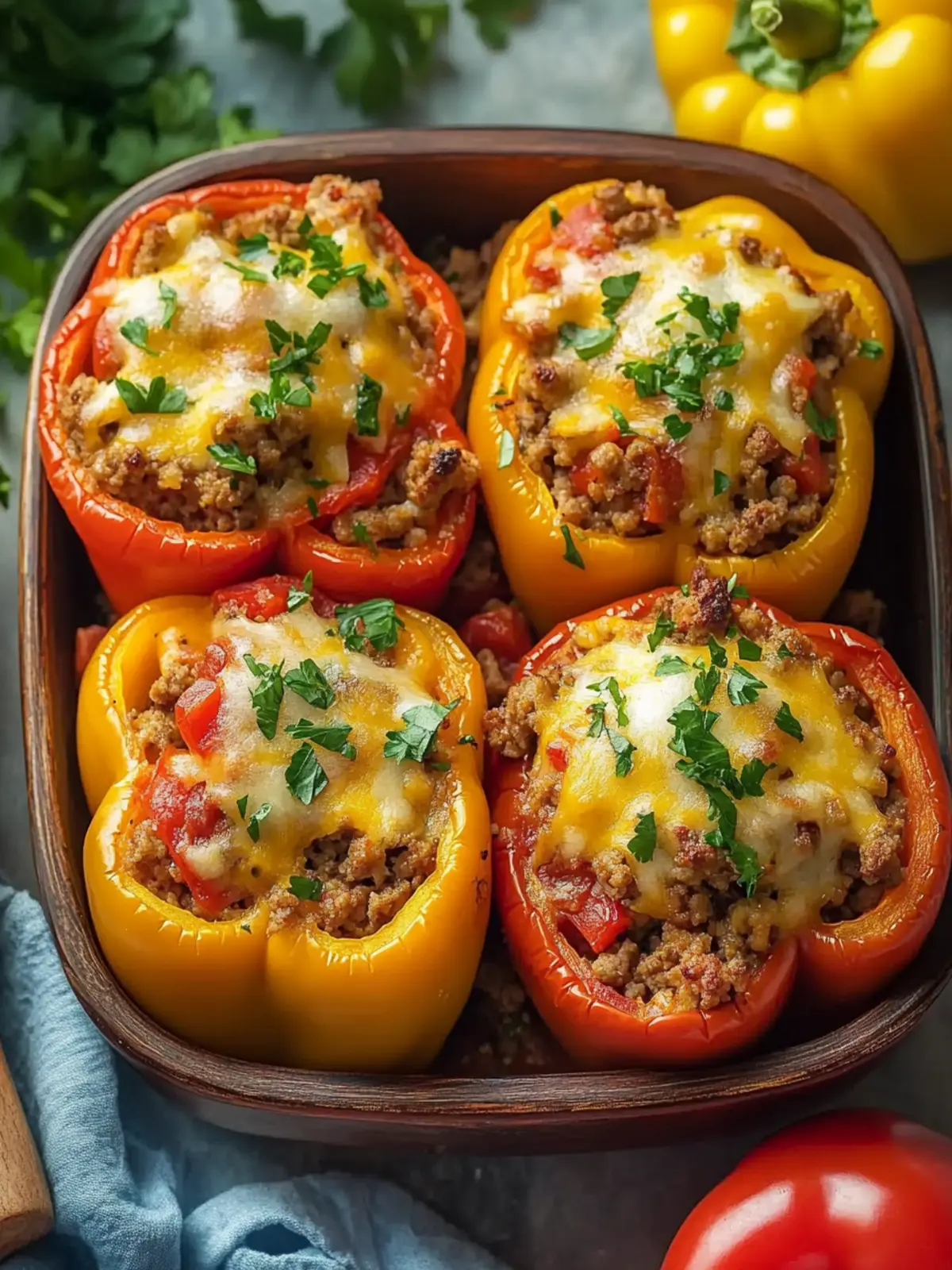 Italian Stuffed Peppers with Ground Beef