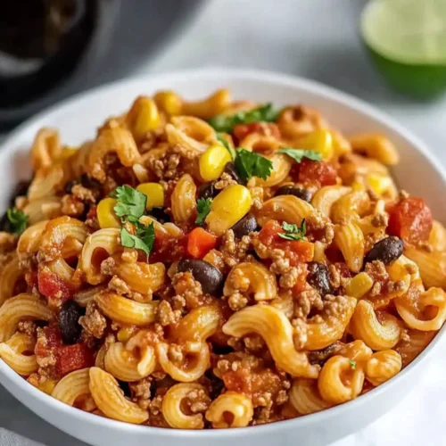 Hearty Crockpot Taco Pasta