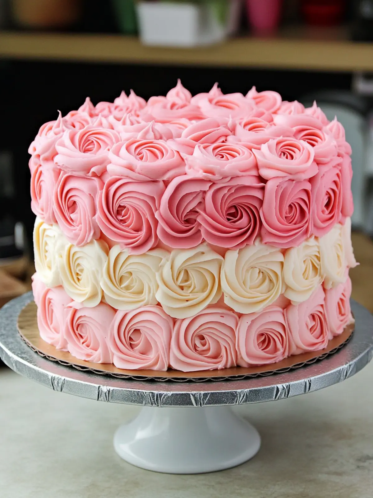 Ombre Pink Rose Cake