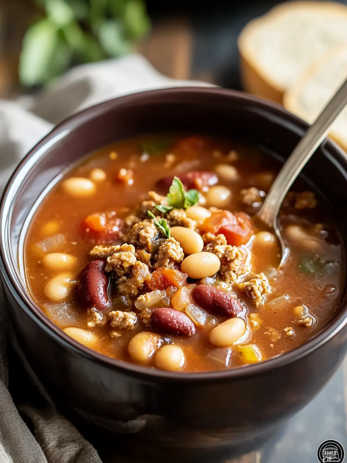 Easy Crock Pot 15 Bean Soup with Ground Turkey