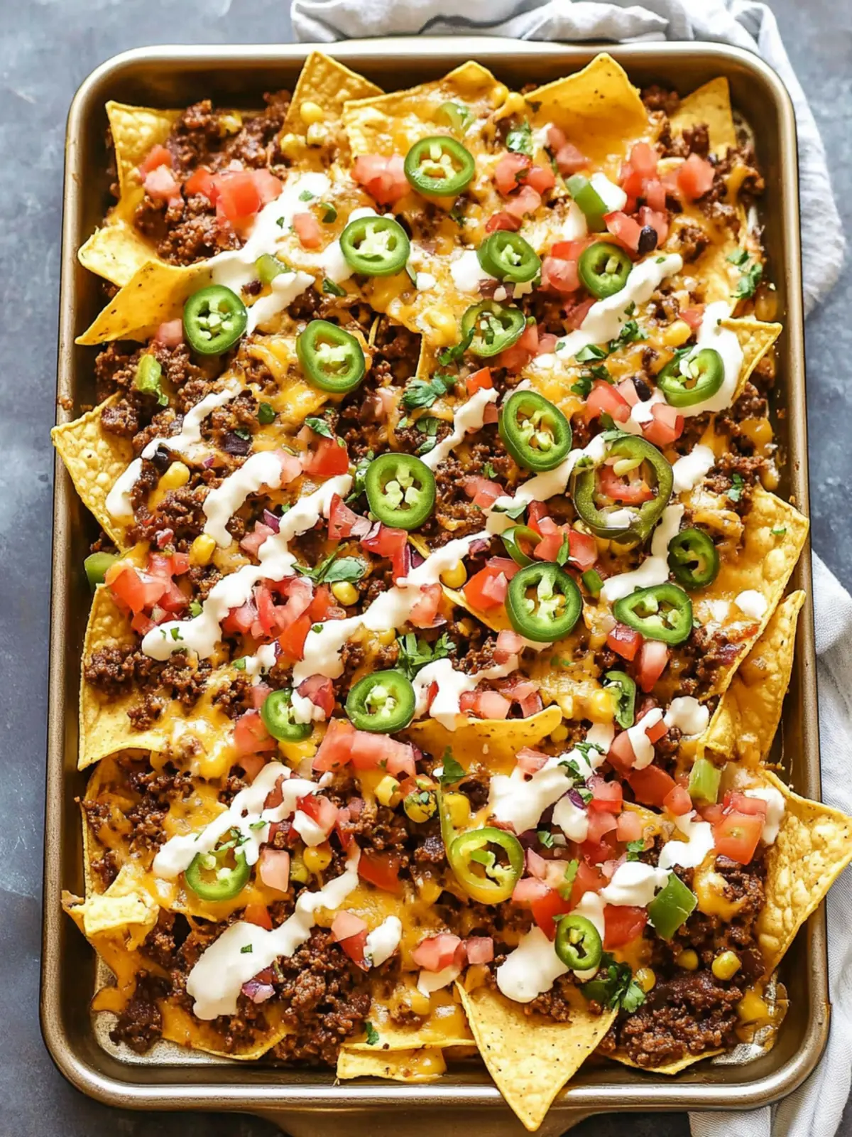 Fully Loaded Ground Beef Nachos (Sheet Pan Nachos)