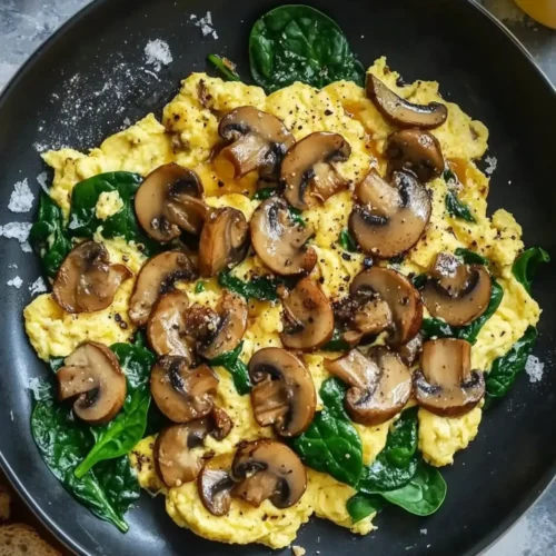 Mushroom Spinach Scrambled Eggs