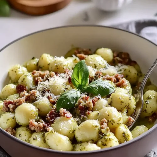 Creamy Pesto Gnocchi with Ground Turkey