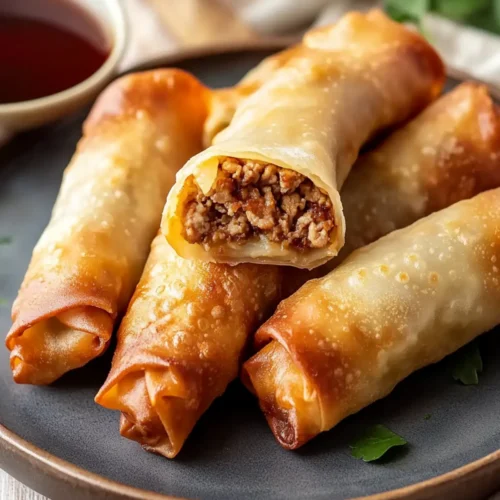 Crispy Baked Egg Rolls with Ground Turkey